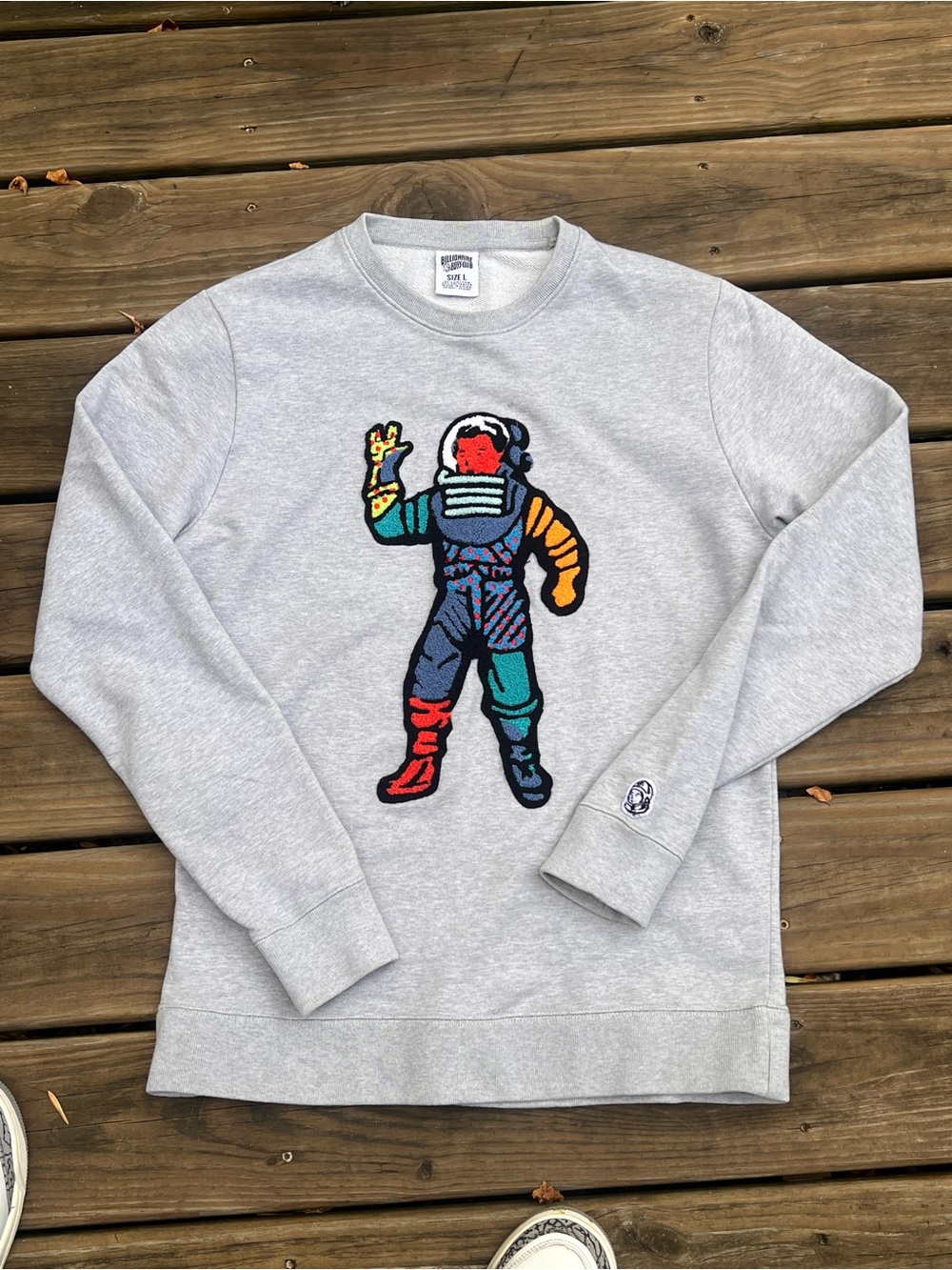 Billionaire Boys Club Gray Crewneck with Multicolor Astronaut Patch